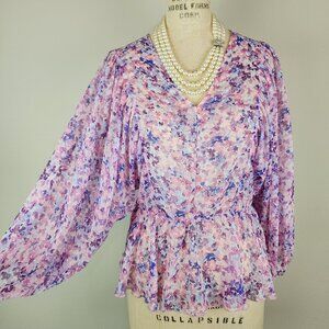Savida Lily Sheer Floral Blouse in Lavender Brand New with Tags Size Small 38